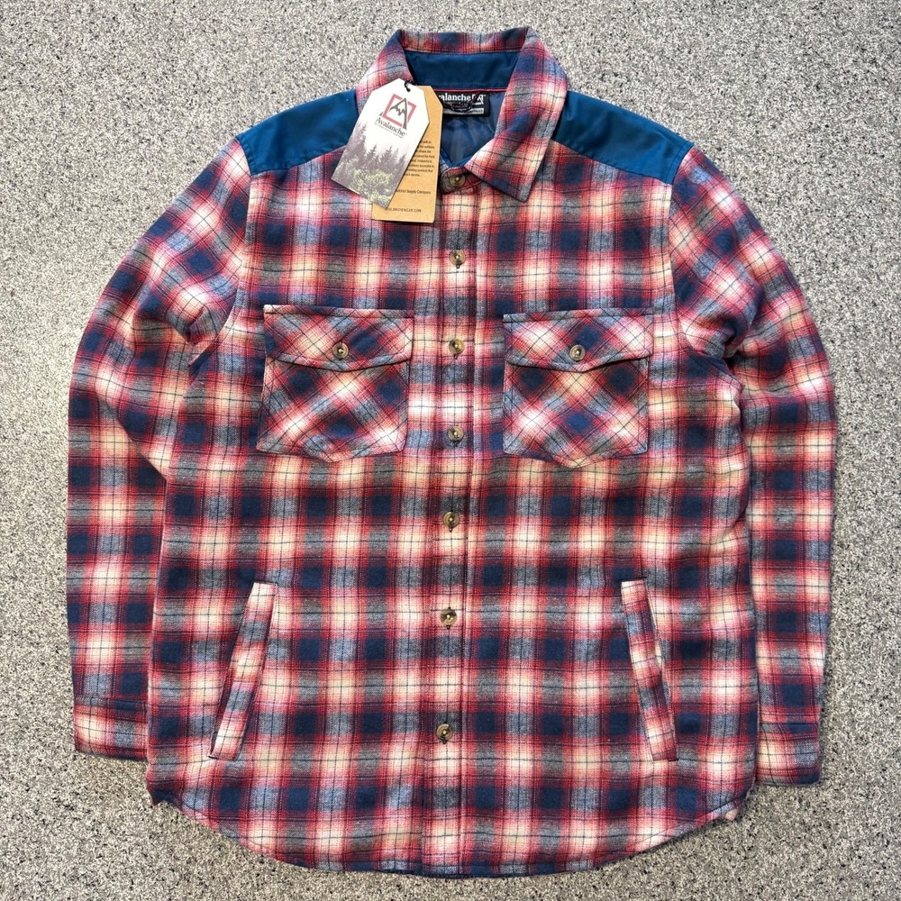 Avalanche Shirt Jacket Mens M Thomas Brushed Flannel Red Plaid Quilted Button Up